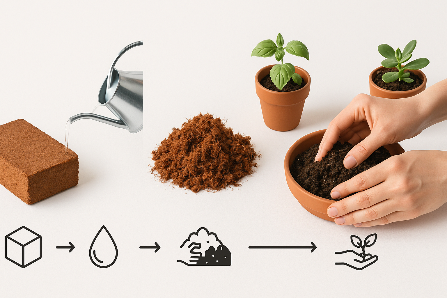 coconut coir product image, include how to use the product